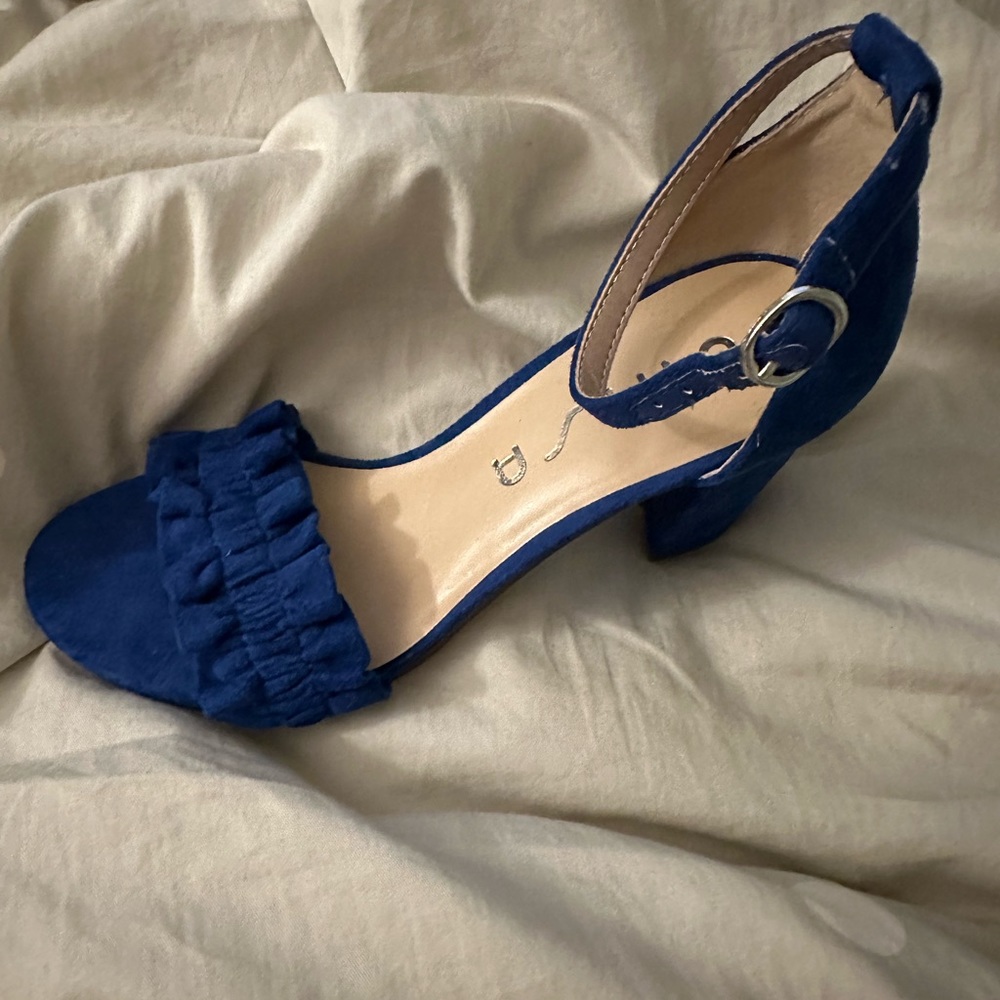 Blue block heel